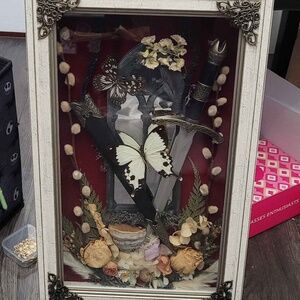 Large framed real butterfly and dagger display